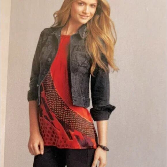 CAbi Crewneck Sleeveless Geometric Print Silk Blend Tunic Size M Style # 154 - Picture 2 of 12